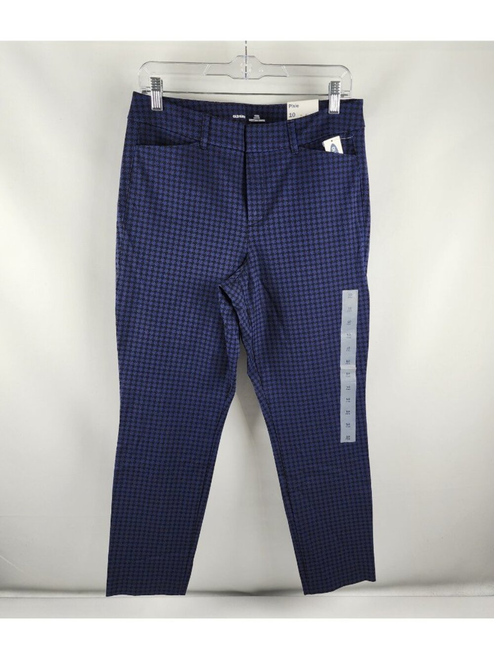 Old Navy Pants Womens 10 Blue Black Houndstooth Pixie High Rise (30x27) NWT